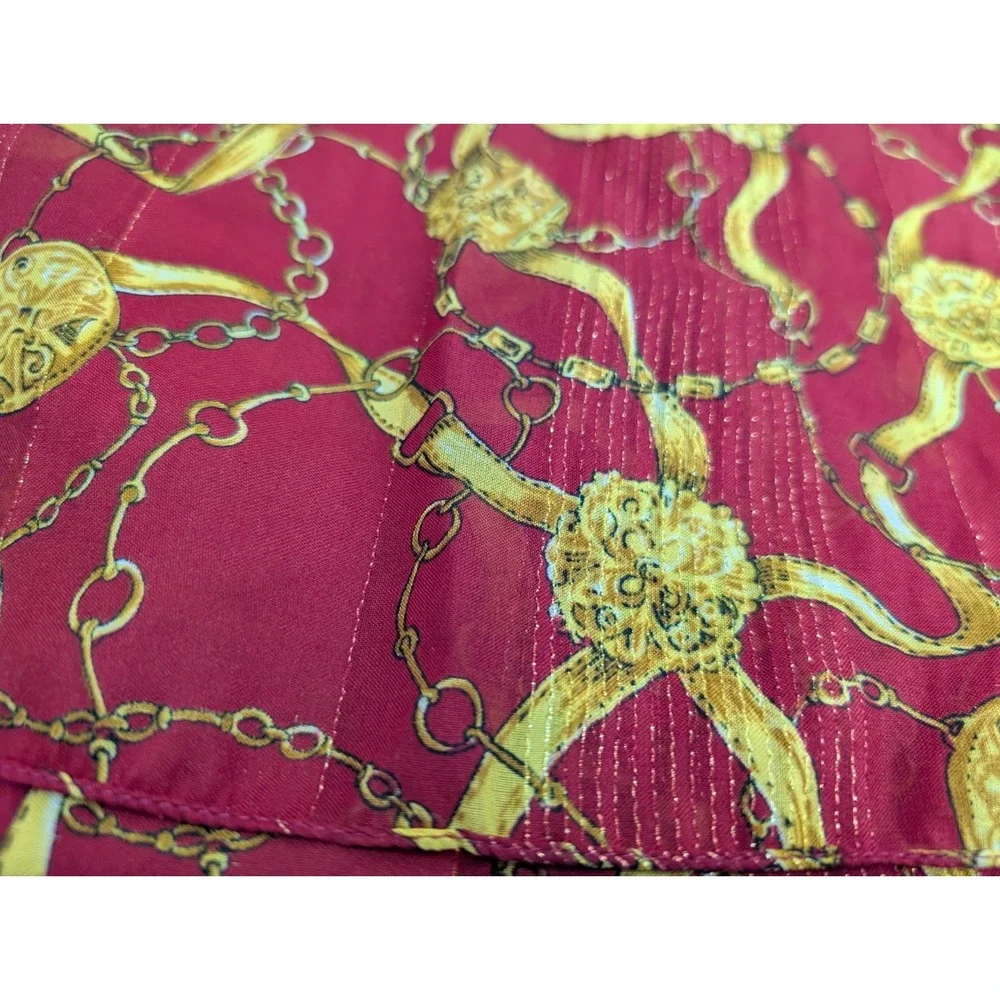 Vintage Red Gold Chain Link Pattern Scarf Made in Italy 14x60